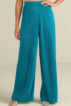Fashion Soft Surroundings Cella Plisse Wide Leg Pants DeepLagoon