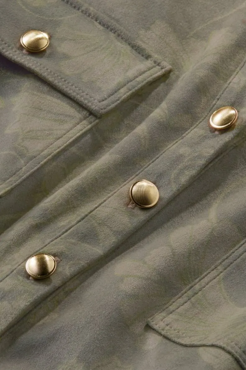 Best Soft Surroundings Charine Faux Suede Tunic FloralScarfGreen