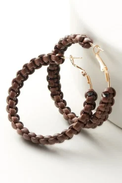 Best Soft Surroundings Charlotte Leather Hoop Earrings Brown