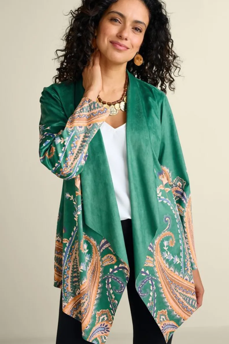 Clearance Soft Surroundings Chouteau Faux Suede Jacket CascadingBrdS