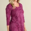 Clearance Soft Surroundings Clarette Jacquard 3/4 Sleeve Tunic SilhouetteFloral