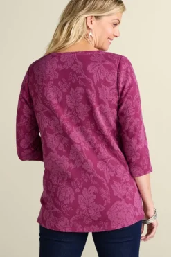 Clearance Soft Surroundings Clarette Jacquard 3/4 Sleeve Tunic SilhouetteFloral