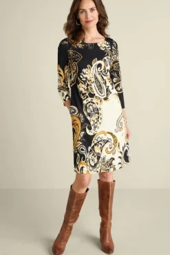 Clearance Soft Surroundings Clotilde Ponte Dress AutumnPaisley