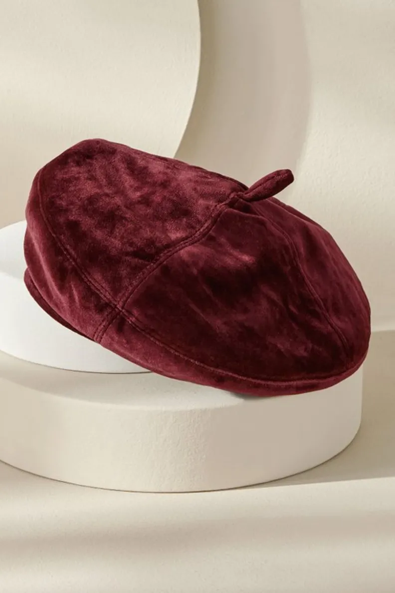 Sale Soft Surroundings Colette Velvet Beret Wine