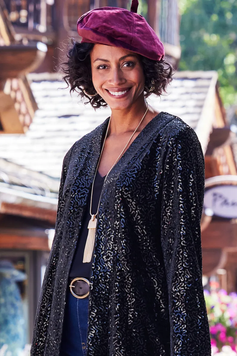 Sale Soft Surroundings Colette Velvet Beret Wine