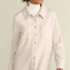 Hot Soft Surroundings Cozy Boyfriend Shirt SoftTaupeHeather