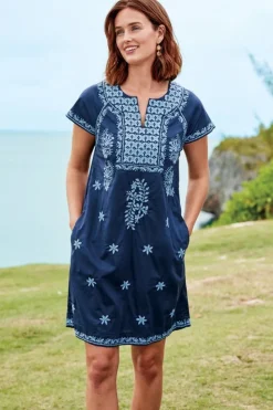 Hot Soft Surroundings Davina Short Dress Navy