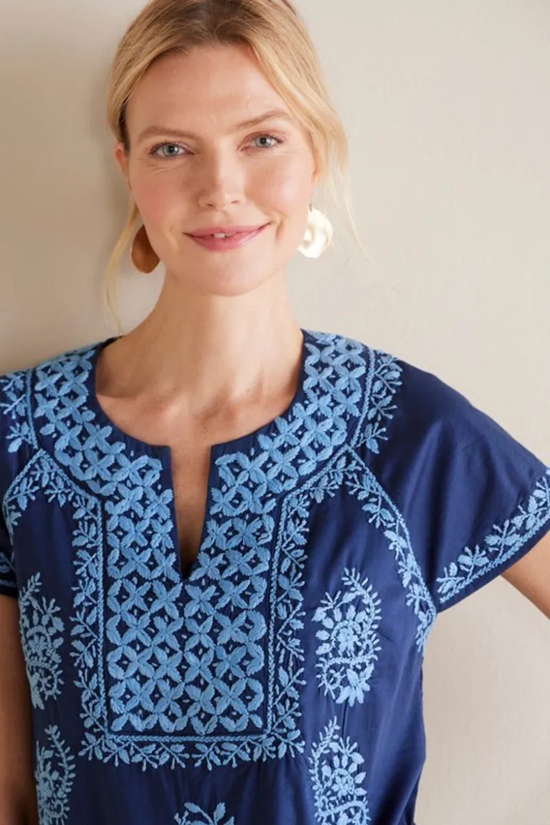 Hot Soft Surroundings Davina Short Dress Navy