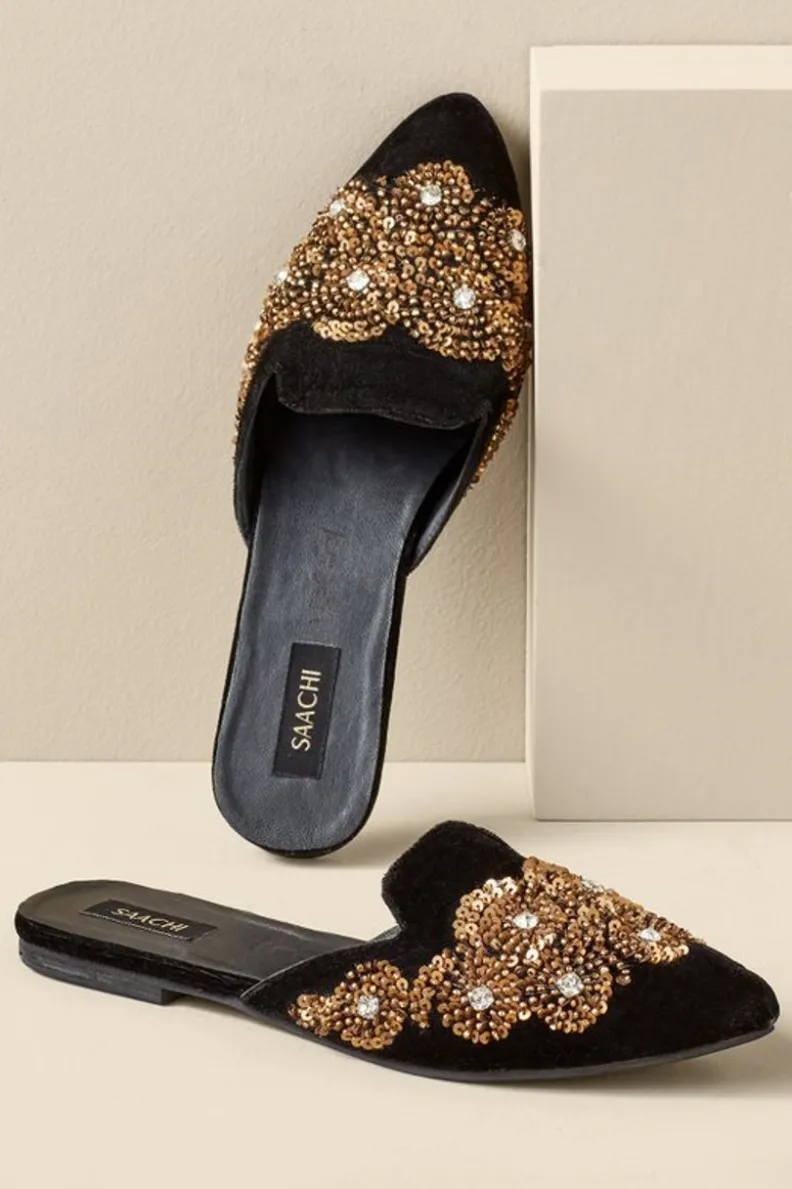 Sale Soft Surroundings Delilah Embellished Slide Black/Gold