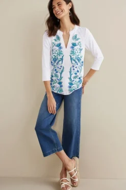 New Soft Surroundings Delsie Embroidered Top