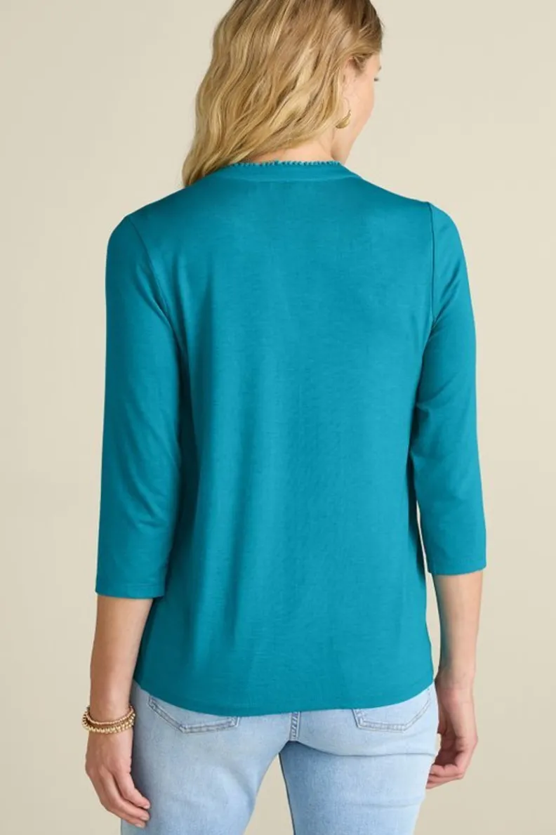 New Soft Surroundings Delsie Embroidered Top