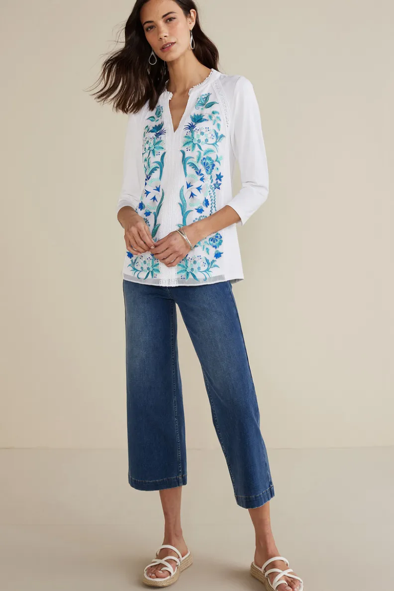 New Soft Surroundings Delsie Embroidered Top