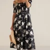 Outlet Soft Surroundings Divani Dress BlackWhiteFloral