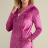 Hot Soft Surroundings Dixie Velour Zip Hoodie Tunic Boysenberry