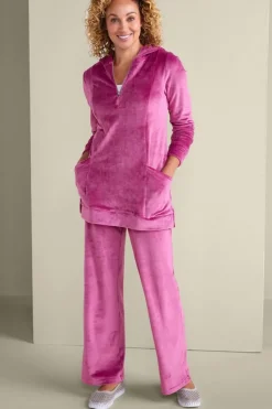 Hot Soft Surroundings Dixie Velour Zip Hoodie Tunic Boysenberry