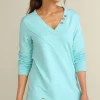Sale Soft Surroundings Dove French Terry Asymmetrical Tunic PastelTurquoise