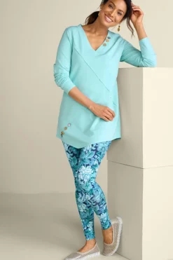 Sale Soft Surroundings Dove French Terry Asymmetrical Tunic PastelTurquoise