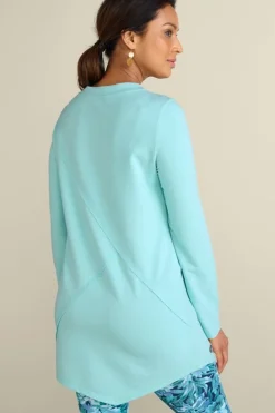 Sale Soft Surroundings Dove French Terry Asymmetrical Tunic PastelTurquoise