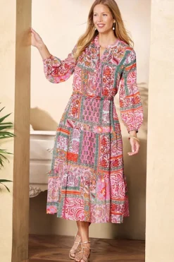 Hot Soft Surroundings Drea Midi Dress MultiPatchwork