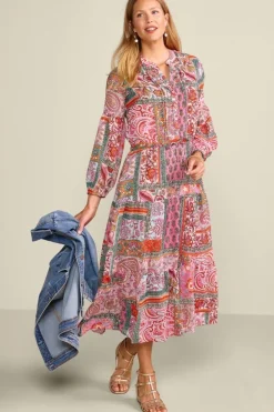 Hot Soft Surroundings Drea Midi Dress MultiPatchwork