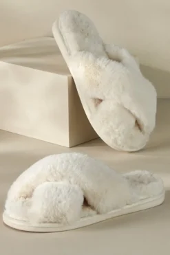Outlet Soft Surroundings Dreama Faux Fur Cross Band Slippers