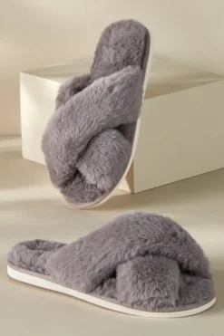 Outlet Soft Surroundings Dreama Faux Fur Cross Band Slippers