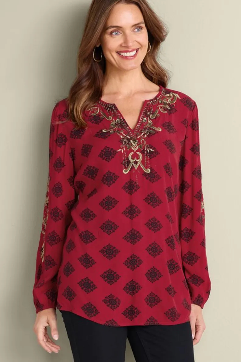 Hot Soft Surroundings Eboni Embellished Tunic DitsyFoulard