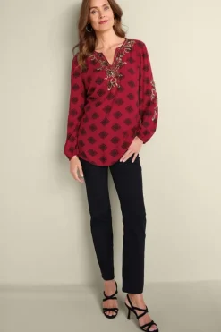 Hot Soft Surroundings Eboni Embellished Tunic DitsyFoulard