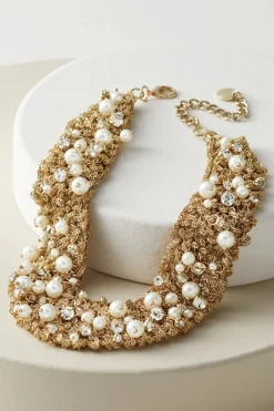 Outlet Soft Surroundings Elanore Crochet Pearl Necklace Gold