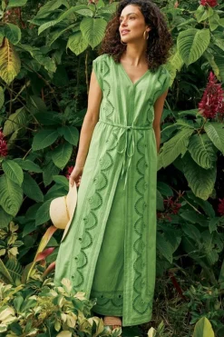 Clearance Soft Surroundings Ellison Linen Blend Maxi Dress PiquantGreen