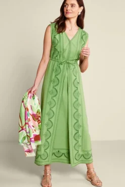 Clearance Soft Surroundings Ellison Linen Blend Maxi Dress PiquantGreen