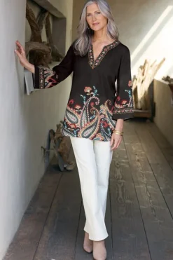 Discount Soft Surroundings Elma 3/4 Sleeve Tunic CascadingBrder