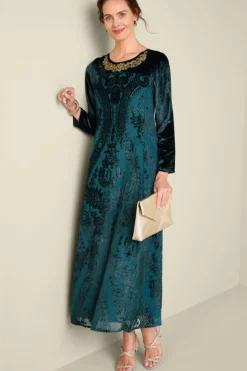 Online Soft Surroundings Emaline Velvet Burnout Maxi Dress JuneBug