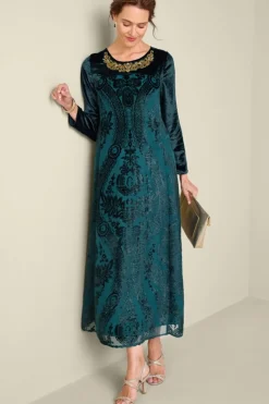 Online Soft Surroundings Emaline Velvet Burnout Maxi Dress JuneBug