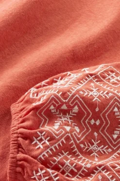 New Soft Surroundings Embroidered Parisian Poet Top ApricotBrandy