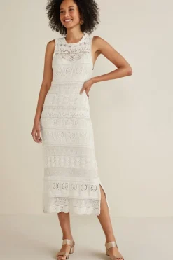 Online Soft Surroundings Erica Crochet Midi Dress AntiqueWhite