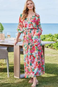 Hot Soft Surroundings Evalina Maxi Dress TropicalFloral