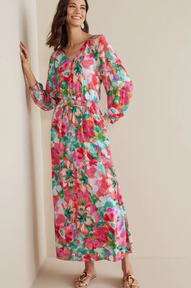 Hot Soft Surroundings Evalina Maxi Dress TropicalFloral