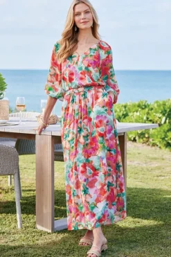 Hot Soft Surroundings Evalina Maxi Dress TropicalFloral