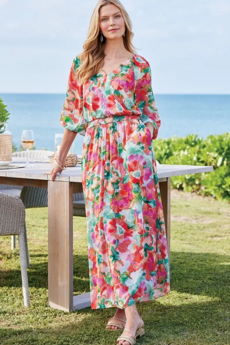 Hot Soft Surroundings Evalina Maxi Dress TropicalFloral
