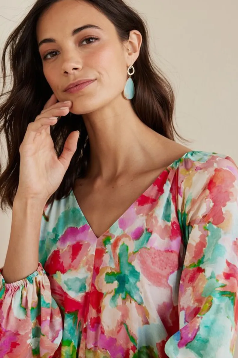 Hot Soft Surroundings Evalina Maxi Dress TropicalFloral