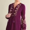 Best Soft Surroundings Evelyne Embroidered Velvet Tunic MagentaPurple
