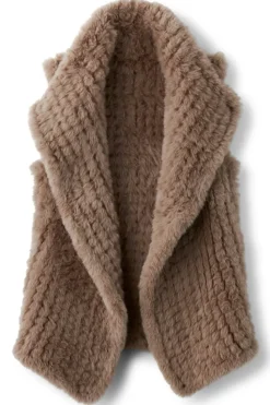 Hot Soft Surroundings Faux Fur Draped Vest Taupe