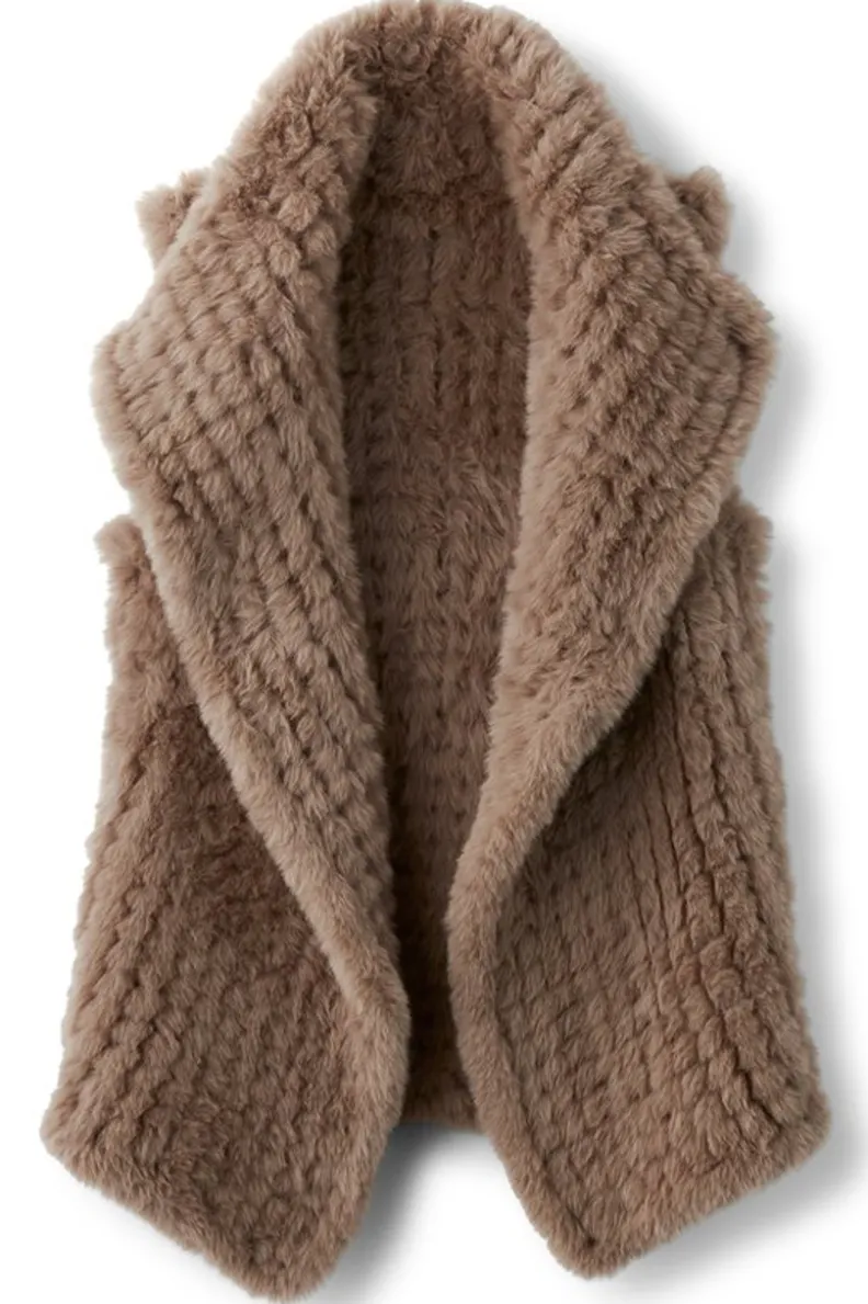 Hot Soft Surroundings Faux Fur Draped Vest Taupe