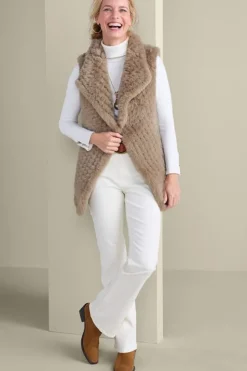 Hot Soft Surroundings Faux Fur Draped Vest Taupe