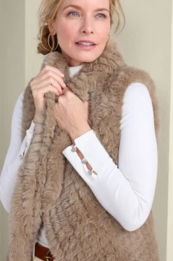 Hot Soft Surroundings Faux Fur Draped Vest Taupe