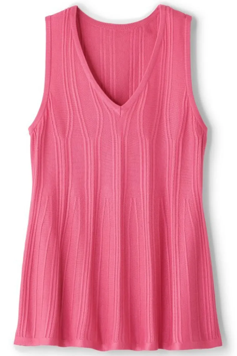 Discount Soft Surroundings Felicity Peplum Sweater Tank AzaleaPink