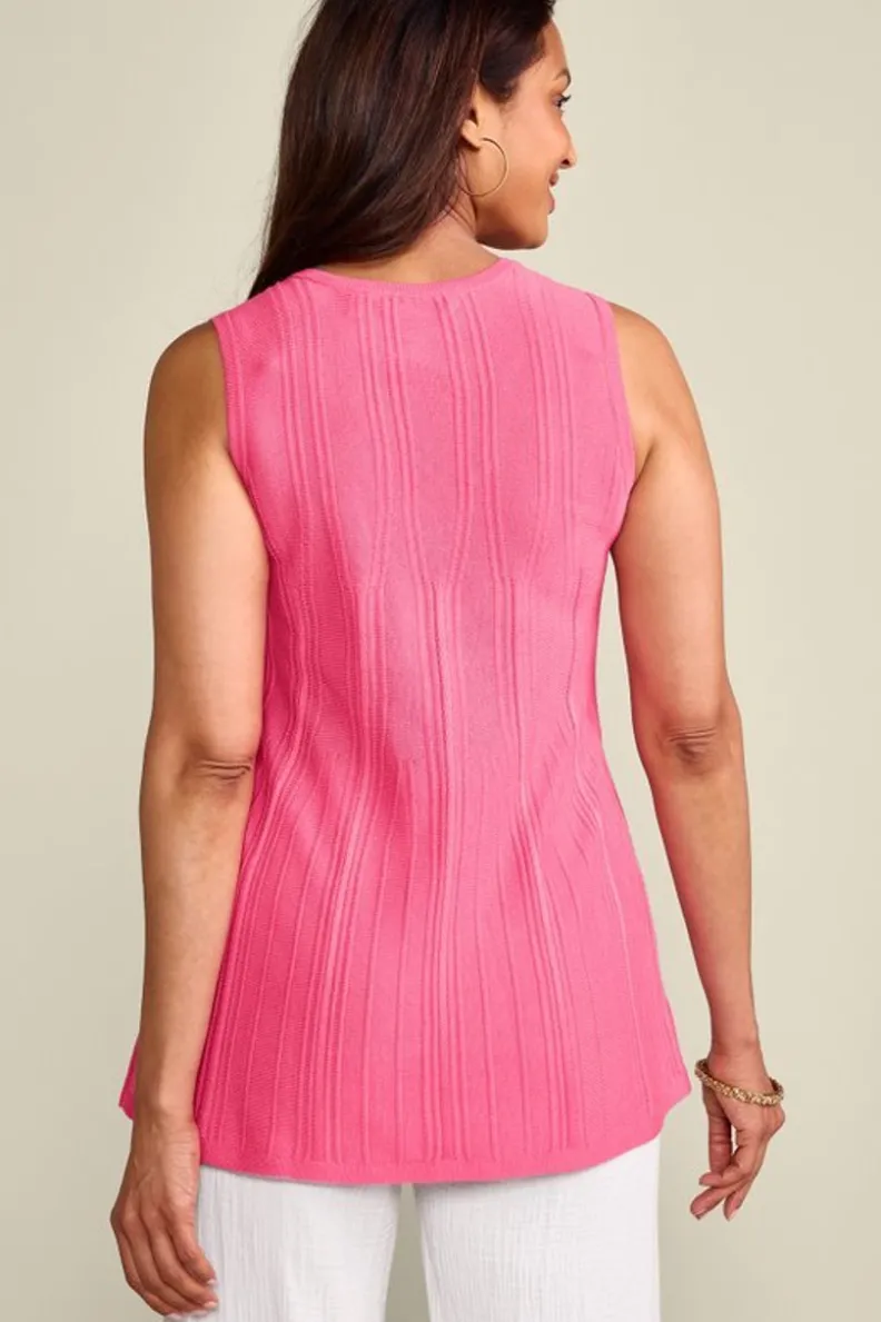 Discount Soft Surroundings Felicity Peplum Sweater Tank AzaleaPink