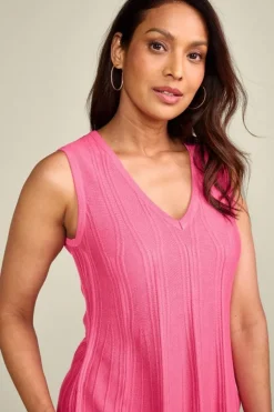 Discount Soft Surroundings Felicity Peplum Sweater Tank AzaleaPink