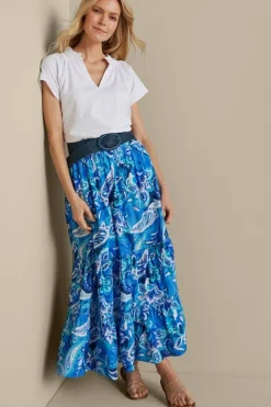 Outlet Soft Surroundings Feyre Maxi Skirt IslandSunPaisleyBlue